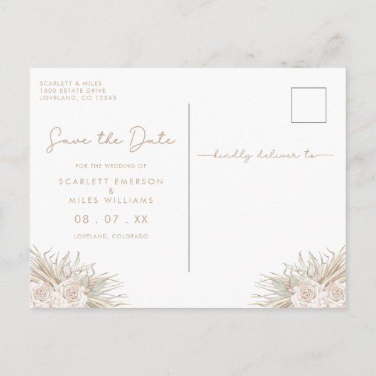 Faire-Part de Mariage Floral à Enregistrer (Dos)