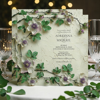 Faire-part de mariage floral à feuillage printanie