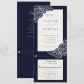 Faire-part de mariage floral à la marine aux coque (Devant / Derrière)