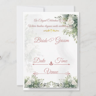 Faire-part de mariage floral à la sauge rose pouss