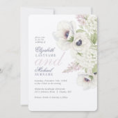 Faire-part de mariage floral à l'anémone blanche é (Devant)