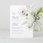 Faire-part de mariage floral à l'anémone blanche é (Debout devant)