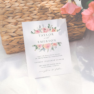 Faire-part de mariage floral à l'aquarelle Blush &