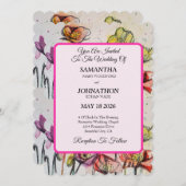 Faire-part de mariage floral à l'aquarelle du pavo (Devant / Derrière)