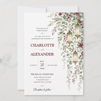 Faire-part de mariage floral à l'aquarelle élégant
