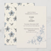Faire-part de mariage floral à l'orchidée bleu pâl (Devant / Derrière)