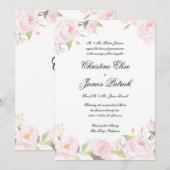 Faire-part de mariage floral à teinte rose romanti (Devant / Derrière)