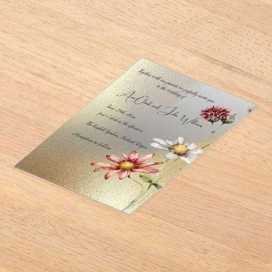 Faire-part de mariage floral acrylique (Poser)