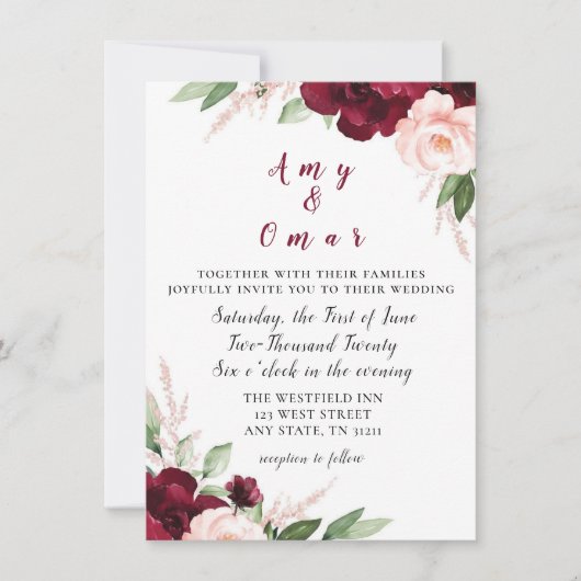 faire-part de mariage floral aimé (Devant)