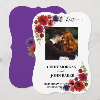 Faire-part de mariage floral - Anémone