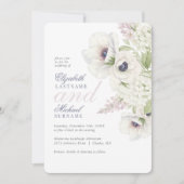 Faire-part de mariage floral Anémone blanche éléga (Devant)