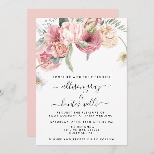 Faire-part de mariage floral | Annabeth (Devant / Derrière)