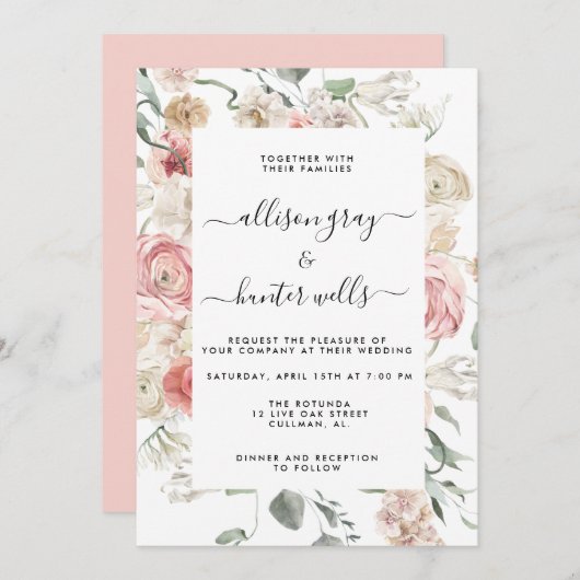 Faire-part de mariage floral | Annabeth (Devant / Derrière)