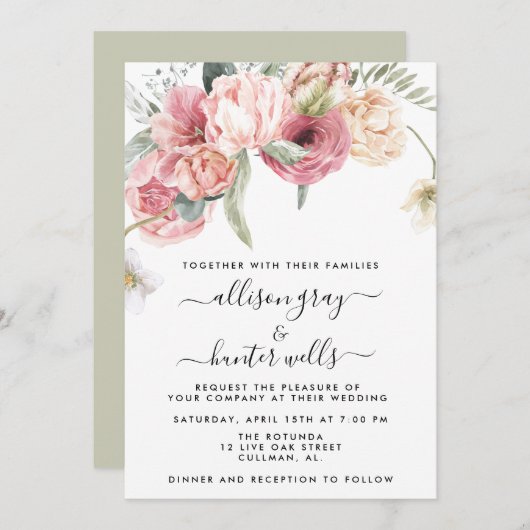 Faire-part de mariage floral | Annabeth (Devant / Derrière)