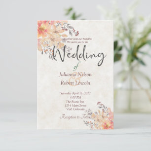 Faire-part de mariage floral aquarelle abricot