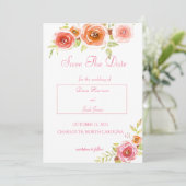 Faire-part de mariage floral aquarelle aux roses (Debout devant)