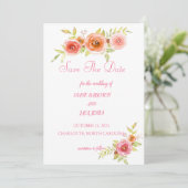 Faire-part de mariage floral aquarelle aux roses (Debout devant)