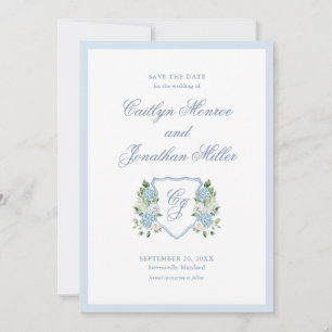 Faire-part de mariage floral aquarelle bleu poussi
