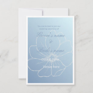 Faire-Part de Mariage Floral Aquarelle Bleu Rêveur