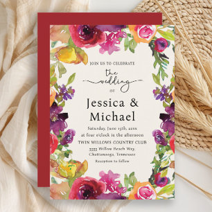 Faire-part de mariage floral aquarelle bohème colo