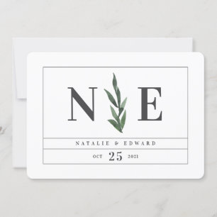 faire-part de mariage floral aquarelle feuillu
