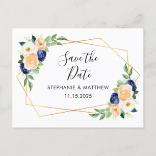 Faire-Part de Mariage Floral Aquarelle Géométrique