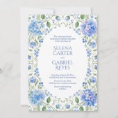 Faire-part de mariage floral aquarelle Hydrangea B (Devant)