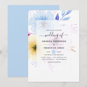 Faire-part de mariage floral aquarelle pastel