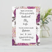 Faire-part de mariage floral aquarelle prune profo (Debout devant)