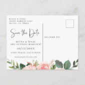 Faire-part de mariage floral aquarelle rose (Dos)