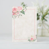 Faire-part de mariage floral aquarelle rose Blank  (Debout devant)