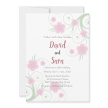 Faire-part de mariage floral aquarelle rose | Douc