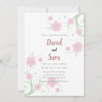 Faire-part de mariage floral aquarelle rose | Douc