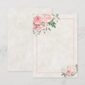 Faire-part de mariage floral aquarelle rose pâle V (Devant / Derrière)