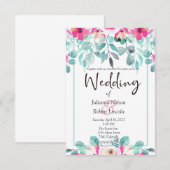 Faire-part de mariage floral aquarelle rose printe (Devant / Derrière)