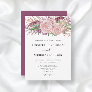 Faire-part de mariage floral aquarelle rose tendre