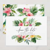 Faire-part de mariage floral aquarelle tropical (Devant / Derrière)