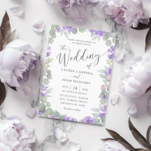 Faire-part de mariage floral aquarelle violet Bohè