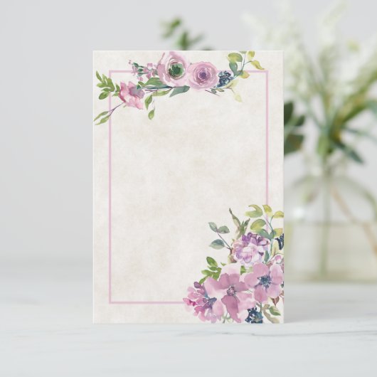 Faire-part de mariage floral aquarelle violet budg (Debout devant)