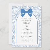 Faire-part de mariage floral arc bleu (Devant)