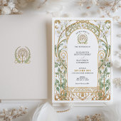 Faire-part de mariage floral Art nouveau