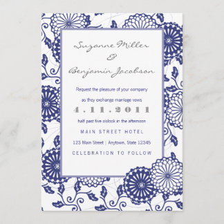 Faire-part de mariage floral assez bleu