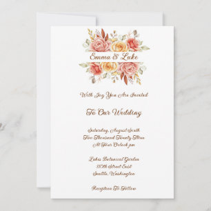 Faire-part de mariage floral automnal - Invitation