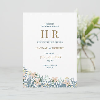 Faire-part de mariage floral aux fleurs sauvages m
