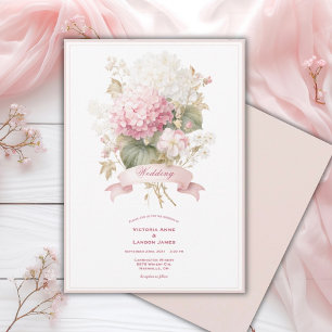 Faire-part de mariage floral aux hortensias blancs