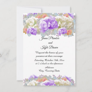 Faire-part de mariage floral aux pivoines abricot