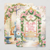 Faire-part de mariage floral avec balançoire en or (Devant / Derrière)