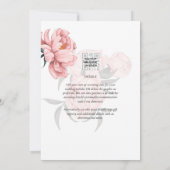 Faire-part de mariage floral avec des pivoines ros (Dos)