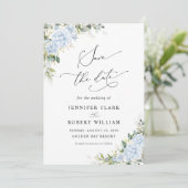 Faire-part de mariage floral avec Hydrangea Bleu (Debout devant)