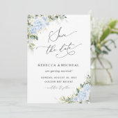 Faire-part de mariage floral avec Hydrangea Bleu (Debout devant)
